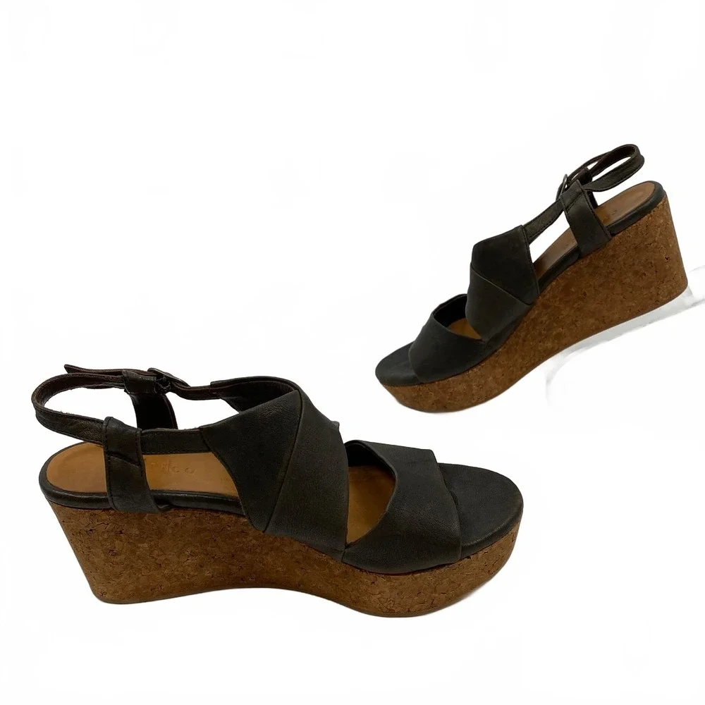 COCLICO Brown Leather Slingback Wedges | Women's EU38